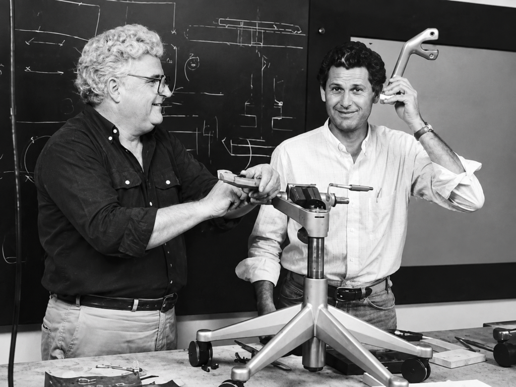 Don Chadwick and Bill Stumpf are assembling Aeron chair 1